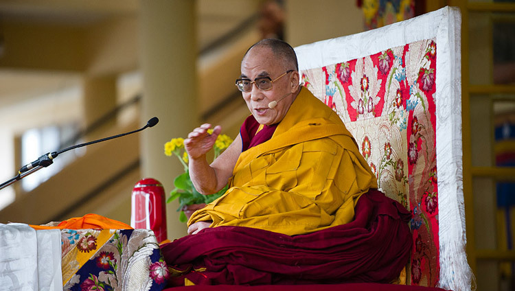 His Holiness the Dalai Lama making the first official remark on his retirement from political responsibilities during a public teaching at the Main Tibetan Temple in Dharamsala, HP, India on March 19, 2011. (Photo/Tenzin Choejor/OHHDL)