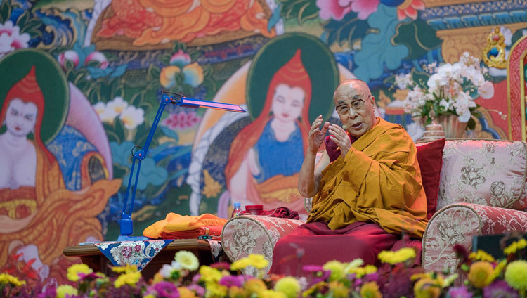 His Holiness the Dalai Lama during his teaching in Riga, Latvia on October 10, 2016. Photo/Tenzin Choejor/OHHDL