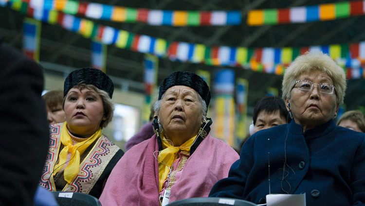 Members of the audience listening to His Holiness the Dalai Lama's teaching at Skonto Hall in Riga, Latvia on October 10, 2016. Photo/Tenzin Choejor/OHHDL