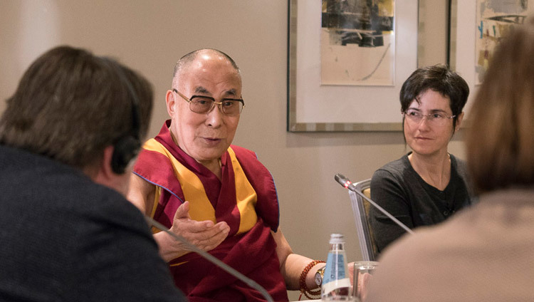 His Holiness the Dalai Lama during a meeting with Russian intellectuals in Riga, Latvia on October 12, 2016. Photo/Tenzin Choejor/OHHDL