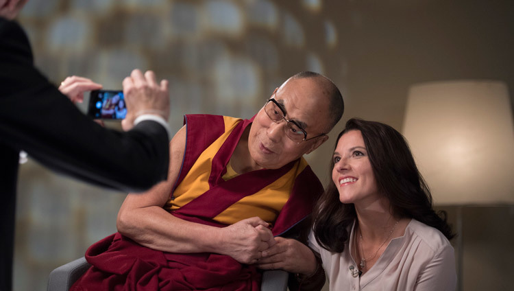 His Holiness and Amira Hafner-Al Jabaji after their interview in Bern, Switzerland on October 13, 2016. Photo/Manuel Bauer