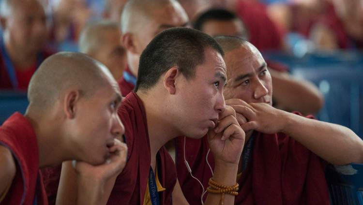 Members of the audience listening to the presentations on the final day of the Tibet Emory Symposium at Drepung Loseling in Mundgod, Karnataka, India on December 20, 2016. Photo/Tenzin Choejor/OHHDL