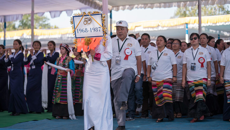 A group of Alumni marching into the venue at the start of CST Mundgod's 50th Anniversary celebrations in Mundgod, Karnataka, India on December 22, 2016. Photo/Tenzin Choejor/OHHDL