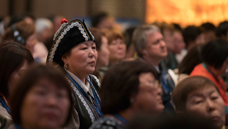 Members of the audience listening to His Holiness the Dalai Lama on the second day of his teaching for Russian Buddhists in Delhi, India on December 26, 2016. Photo/Tenzin Choejor/OHHDL