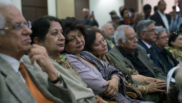 Members of the audience listening to His Holiness the Dalai Lama at the Vivekananda International Foundation in New Delhi, India on February 8, 2017. Photo/Tenzin Choejor/OHHDL