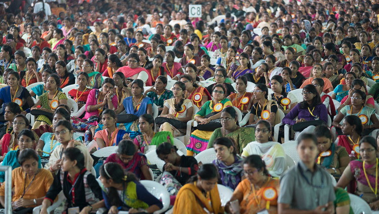 Some of the more than 10,000 people attending the inauguration of the first National Women’s Parliament in Amaravati, AP, India on February 10, 2017. Photo by Tenzin Choejor/OHHDL