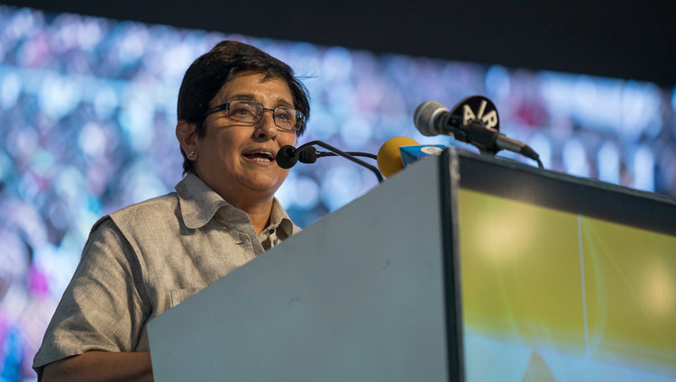 Kiran Bedi speaking at the inauguration of the first National Women’s Parliament in Amaravati, AP, India on February 10, 2017. Photo by Tenzin Choejor/OHHDL