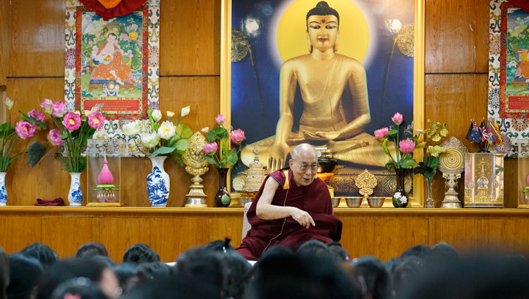His Holiness the Dalai Lama speaking at his residence to delegates participating in the first Tibetan Women’s Empowerment Conference in Dharamsala, HP, India on February 23, 2016. Photo by Tenzin Choejor/OHHDL