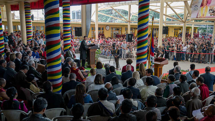 President of the Central Tibetan Administration Dr Lobsang Sangay speaking at the public reception for the bipartisan US Congressional Delegation at the Tsuglagkhang courtyard in Dharamsala, HP, India on May 10, 2017. Photo by Tenzin Choejor/OHHDL President of the Central Tibetan Administration Dr Lobsang Sangay speaking at the public reception for the bipartisan US Congressional Delegation at the Tsuglagkhang courtyard in Dharamsala, HP, India on May 10, 2017. Photo by Tenzin Choejor/OHHDL