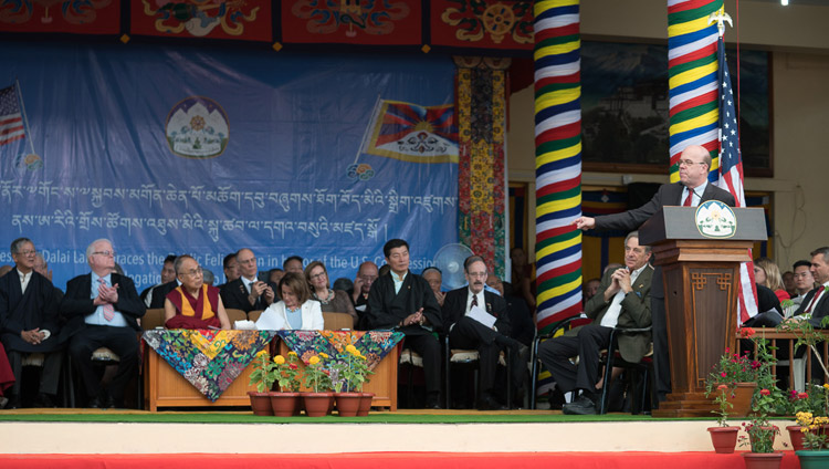 Representative Jim McGovern speaking at the public reception for the bipartisan US Congressional Delegation at the Tsuglagkhang courtyard in Dharamsala, HP, India on May 10, 2017. Photo by Tenzin Choejor/OHHDL Representative Jim McGovern speaking at the public reception for the bipartisan US Congressional Delegation at the Tsuglagkhang courtyard in Dharamsala, HP, India on May 10, 2017. Photo by Tenzin Choejor/OHHDL
