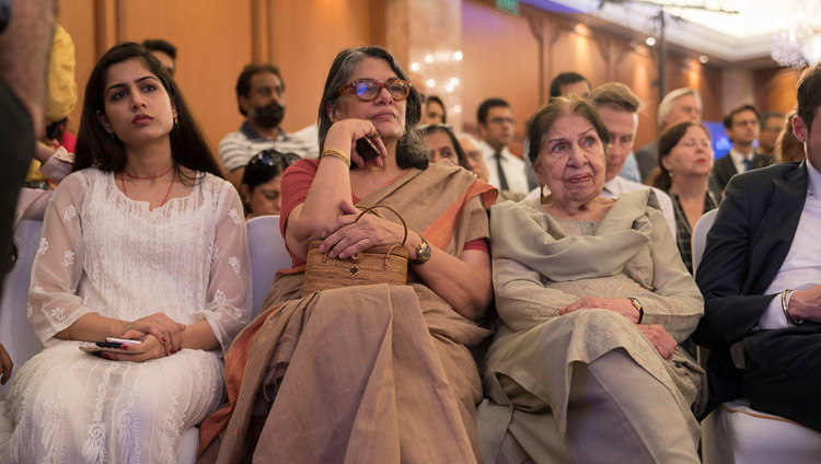 Members of the audience listening to His Holiness the Dalai Lama speaking at an Indian Express Adda in New Delhi, India on May 24, 2017. Photo by Tenzin Choejor/OHHDL