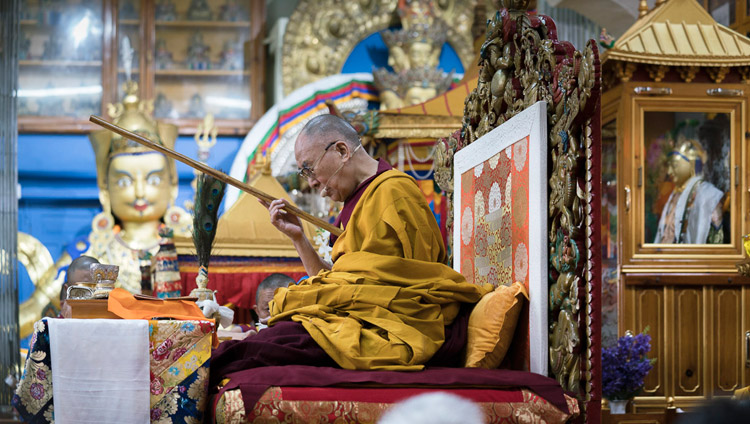 His Holiness the Dalai Lama conferring the Avalokiteshvara Empowerment at Main Tibetan Temple in Dharamsala, HP, India on May 27, 2017. Photo by Tenzin Choejor/OHH