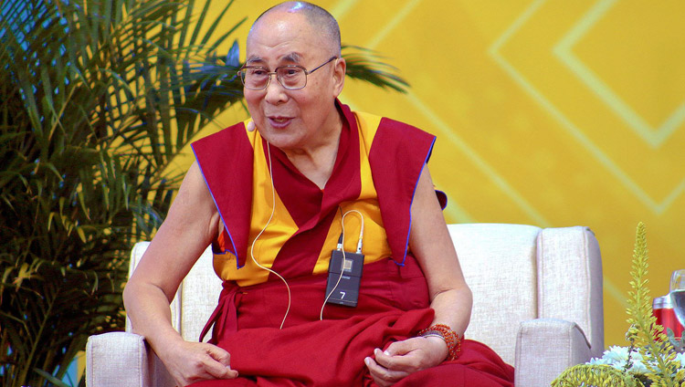 His Holiness the Dalai Lama answering questions from the audience during his talk at UC San Diego's RIMAC Field in San Diego, CA, USA on June 16, 2017. Photo by UCSD His Holiness the Dalai Lama answering questions from the audience during his talk at UC San Diego's RIMAC Field in San Diego, CA, USA on June 16, 2017. Photo by UCSD