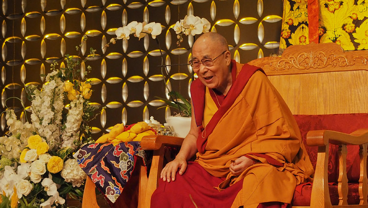 His Holiness the Dalai Lama during his meeting with the Tibetan community in Boston, MA, USA on June 25, 2017. Photo by Jeremy Russell/OHHDL