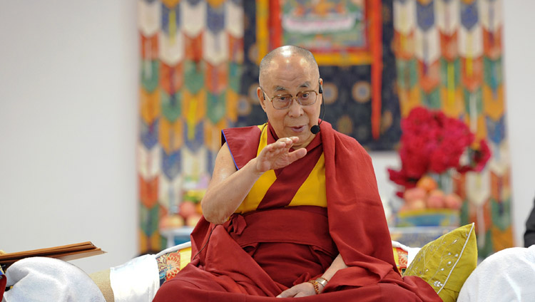 His Holiness the Dalai Lama speaking at Ladakh Public School in Leh, Ladakh, J&K, India on July 8, 2017. Photo by Lobsang Tsering/OHHDL