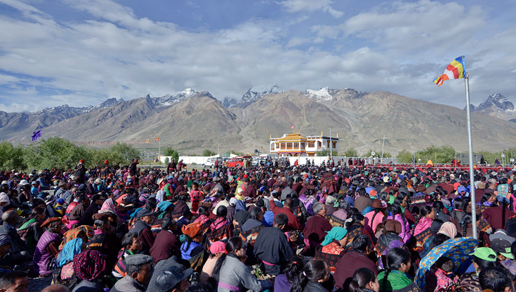 A view of the teaching ground during His Holiness the Dalai Lama's teaching in Padam, Zanskar, J&K, India on July 18, 2017. Photo by Lobsang Tsering/OHHDL A view of the teaching ground during His Holiness the Dalai Lama's teaching in Padam, Zanskar, J&K, India on July 18, 2017. Photo by Lobsang Tsering/OHHDL