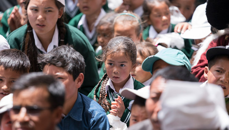 Members of the crowd listening to His Holiness the Dalai Lama speaking at Matho Monastery in Leh, Ladakh, J&K, India on July 20, 2017. Photo by Tenzin Choejor/OHHDL