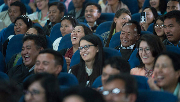 Members of the audience listening to His Holiness the Dalai Lama speaking at the Seminar on Communal Harmony at the Central Institute of Buddhist Studies in Leh, Ladakh, J&K, India on July 27, 2017. Photo by Tenzin Choejor/OHHDL