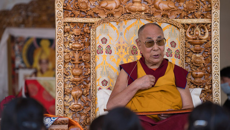 His Holiness the Dalai Lama during the first day of his three day teaching in Leh, Ladakh, J&K, India on July 28, 2017. Photo by Tenzin Choejor/OHHDL