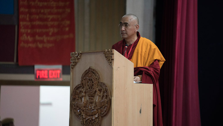 Prof Konchok Wangdu introducing the seminar on ‘Buddhism in Ladakh’ at the Central Institute of Buddhist Studies in Leh, Ladakh, J&K, India on August 1, 2017. Photo by Tenzin Choejor/OHHDL