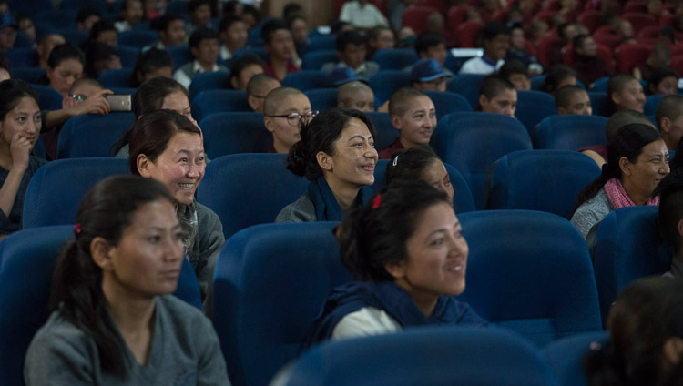 Members of the audience listening to His Holiness the Dalai Lama speaking at the seminar on ‘Buddhism in Ladakh’ at the Central Institute of Buddhist Studies in Leh, Ladakh, J&K, India on August 1, 2017. Photo by Tenzin Choejor/OHHDL