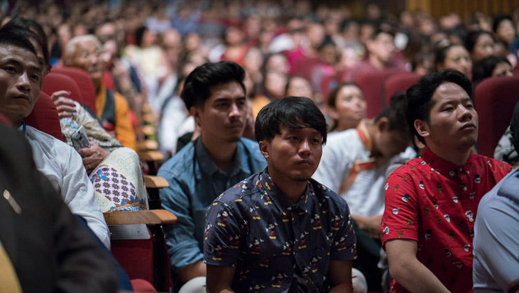 Members of the capacity audience of 2000 listening to His Holiness the Dalai Lama at the Siri Fort Auditorium in New Delhi, India on August 10, 2017. Photo by Tenzin Choejor/OHHDL Members of the capacity audience of 2000 listening to His Holiness the Dalai Lama at the Siri Fort Auditorium in New Delhi, India on August 10, 2017. Photo by Tenzin Choejor/OHHDL