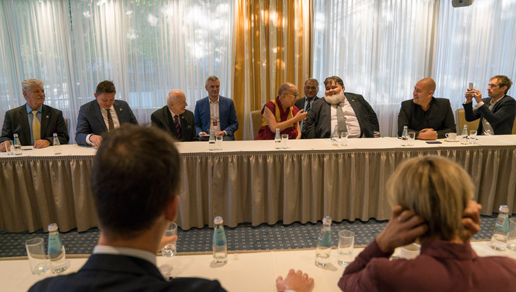 His Holiness the Dalai Lama meeting with parliamentarians from the Baltic States in Riga, Latvia on September 24, 2017. Photo by Tenzin Choejor