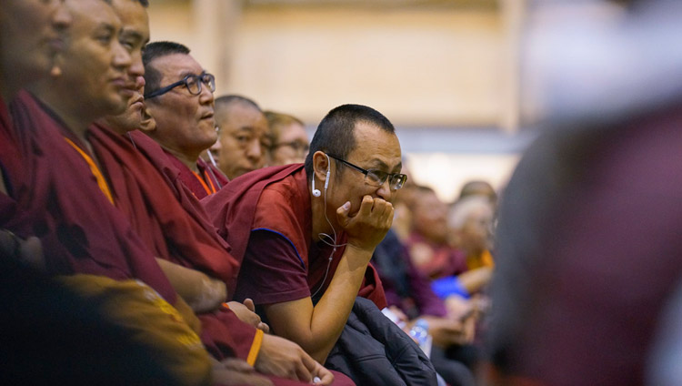 Members of the monastic community in the audience listening to His Holiness the Dalai Lama's final session of teachings in Riga, Latvia on September 25, 2017. Photo by Tenzin Choejor