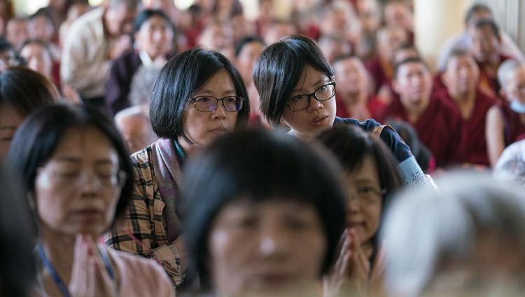 Some of the more than 1300 Taiwanese Buddhists attending the final day of His Holiness the Dalai Lama's teachings at the Tsuglagkhang in Dharamsala, HP, India on October 6, 2017. Photo by Tenzin Choejor