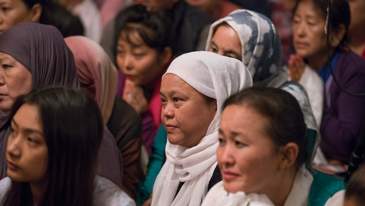 Members of the Tibetan community listening to His Holiness the Dalai Lama speaking during their meeting in Kolkata, India on November 23, 2017. Photo by Tenzin Choejor