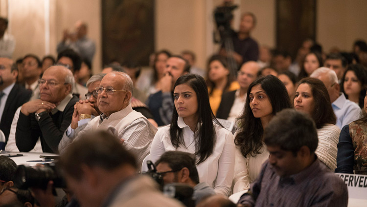 Members of the audience listening to His Holiness the Dalai Lama speaking in Kolkata, India on November 23, 2017. Photo by Tenzin Choejor