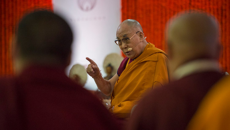 His Holiness the Dalai Lama speaking at the Somaiya Campus Auditorium in Mumbai, India on December 8, 2017. Photo by Lobsang Tsering