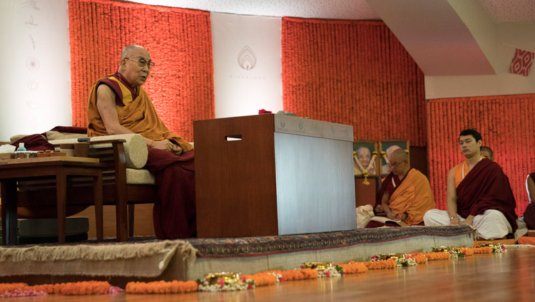 His Holiness the Dalai Lama speaking at the Somaiya Campus Auditorium in Mumbai, India on December 8, 2017. Photo by Lobsang Tsering