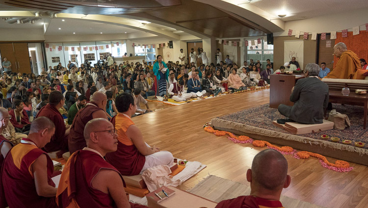 A view from the stage at Somaiya Campus Auditorium during the first day of His Holiness the Dalai Lama's two day teaching in Mumbai, India on December 8, 2017. Photo by Lobsang Tsering