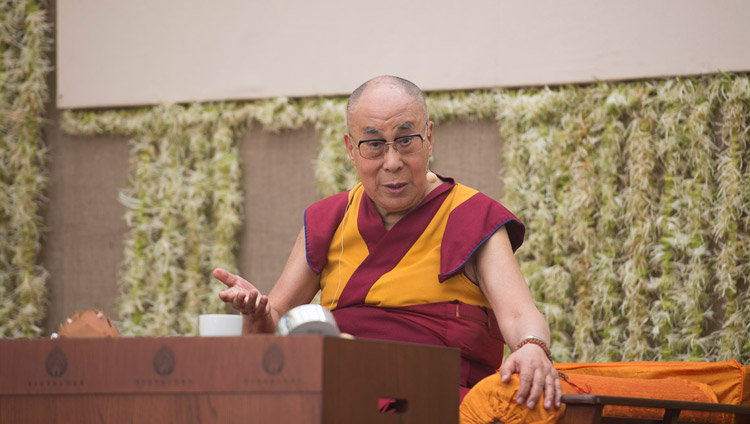 His Holiness the Dalai Lama speaking at Somaiya Vidyavihar in Mumbai, India on December 10, 2017. Photo by Lobsang Tsering