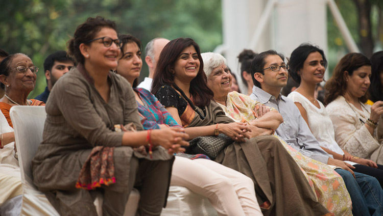 Members of the audience listening to His Holiness the Dalai Lama speaking at Somaiya Vidyavihar in Mumbai, India on December 10, 2017. Photo by Lobsang Tsering