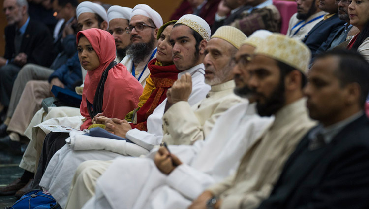 Members of the audience listening to His Holiness the Dalai Lama's address at the inter-religious conference at Jawaharlal Nehru University in New Delhi, India on December 28, 2017. Photo by Tenzin Choejor