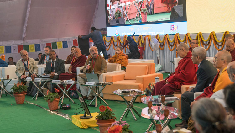 Moderator Jay Garfield opening the second day of the conference on Mind in Indian Philosophical Schools of Thought and Modern Science at the Central Institute of Higher Tibetan Studies in Sarnath, Varanasi, India on December 31, 2017. Photo by Lobsang Tsering