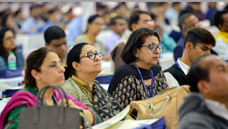 Members of the audience listening to His Holiness the Dalai Lama's address at the 2nd National Teachers' Congress Inaugural Ceremony at the campus of MAEER MIT World Peace University in Pune, Maharashtra, India on January 10, 2018. Photo by Lobsang Tsering