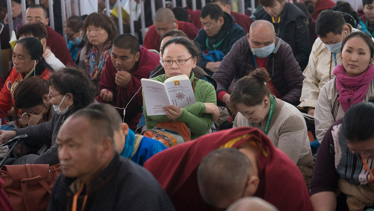 Some of the more than 30,000 people attending His Holiness the Dalai Lama's teaching in Bodhgaya, Bihar, India on January 14, 2018. Photo by Lobsang Tsering