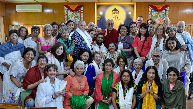 His Holiness the Dalai Lama with some of the almost 150 people from around that world after their meeting at his residence in Dharamsala, HP, India on March 30, 2018. Photo by Ven Damchoe