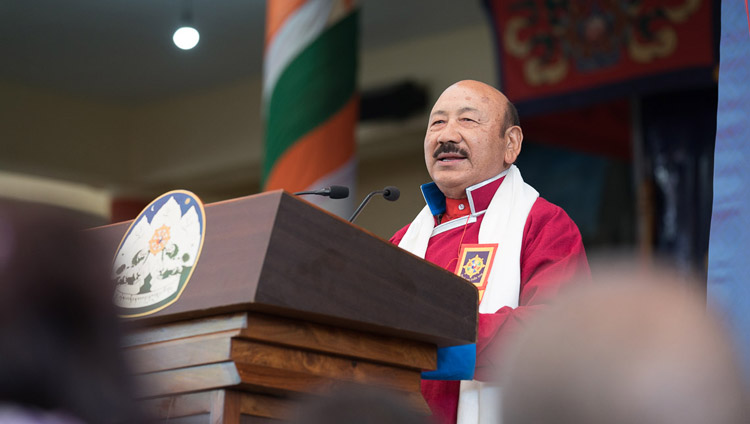 R.K. Khrimey, the National Convener of the Core Group for the Tibetan Cause speaking at the Thank You India celebrations in Dharamsala, HP, India on March 31, 2018. Photo by Tenzin Choejor