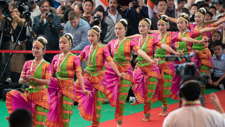 Members of TIPA performing an Indian classical dance during the Thank You India celebration at the Main Tibetan Temple courtyard in Dharamsala, HP, India on March 31, 2018. Photo by Tenzin Choejor