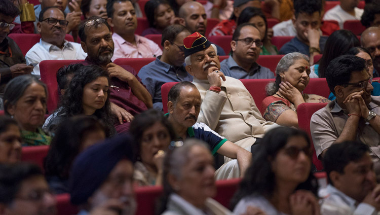 Some of the over 300 people listening to His Holiness the Dalai Lama speaking at the Nehru Memorial Museum and Library auditorium in New Delhi, India on April 22, 2018. Photo by Tenzin Choejor