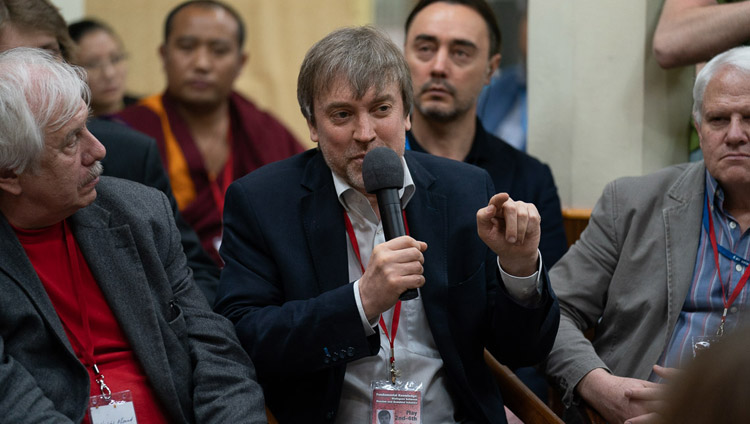 Prof Evgeny Rogaev described his research into the brain at the Dialogue Between Russian and Buddhist Scholars in Dharamsala, HP, India on May 3, 2018.