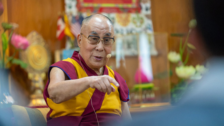 His Holiness the Dalai Lama speaking to groups from Vietnam at his residence in Dharamsala, HP, India on May 21, 2018. Photo by Tenzin Choejor