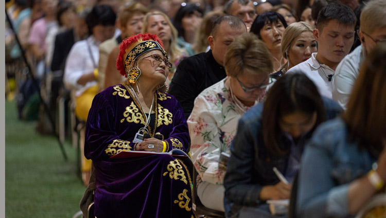 Some of the more than 4000 people attending the teachings listening to His Holiness the Dalai Lama at Skonto Hall in Riga, Latvia on June 16, 2018. Photo by Tenzin Choejor Some of the more than 4000 people attending the teachings listening to His Holiness the Dalai Lama at Skonto Hall in Riga, Latvia on June 16, 2018. Photo by Tenzin Choejor