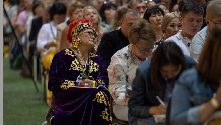 Some of the more than 4000 people attending the teachings listening to His Holiness the Dalai Lama at Skonto Hall in Riga, Latvia on June 16, 2018. Photo by Tenzin Choejor