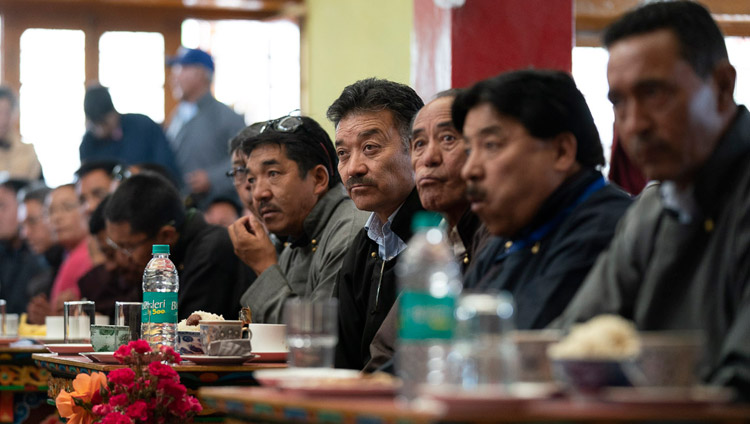 Members of the audience listening to His Holiness the Dalai Lama at the Jokhang in Leh, Ladakh, J&K, India on July 4, 2018. Photo by Tenzin Choejor