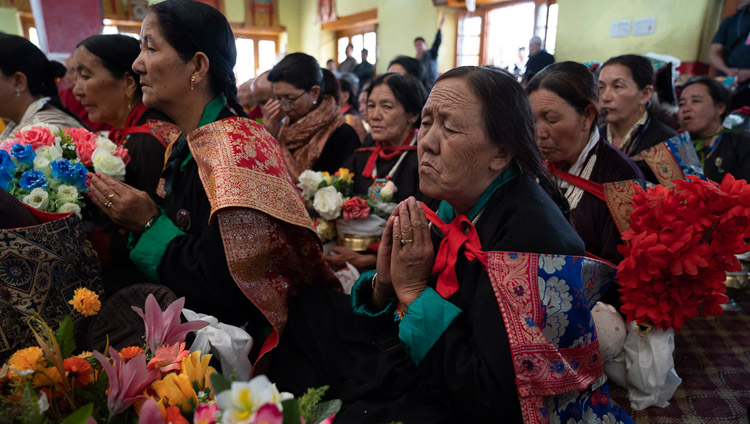 Members of the audience listening to His Holiness the Dalai Lama at the Jokhang in Leh, Ladakh, J&K, India on July 4, 2018. Photo by Tenzin Choejor